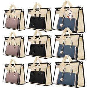 9 Pack Dust Bags for Handbags,Clear Purse Storage,Handbag Dust Bags,Purse